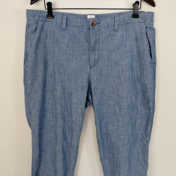 Gap Girlfriend Khaki Pants Size 12 Blue Chambray Preppy Coastal Beach - Picture 2 of 12